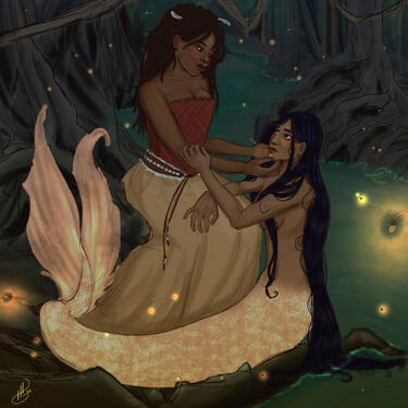 Complex Background. Calypso & Palirroia Full Body, $70